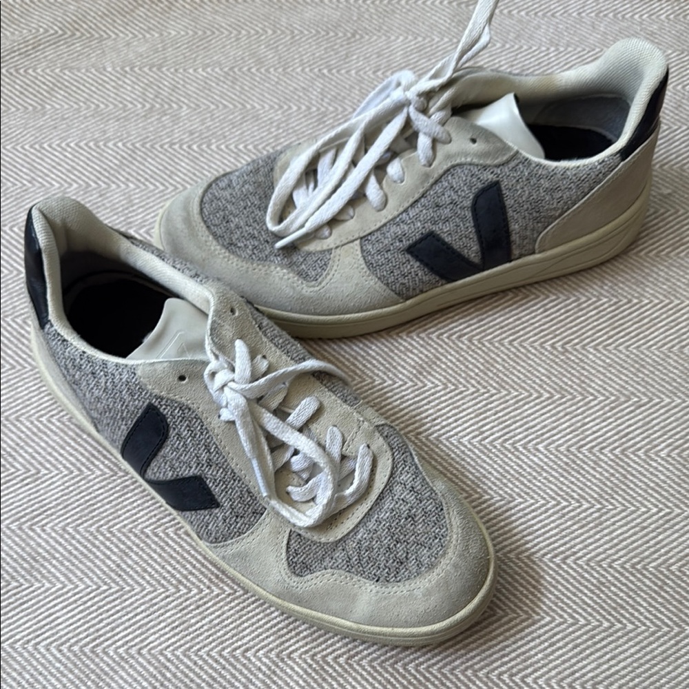 Veja Gray and Black Sneakers Retro Style